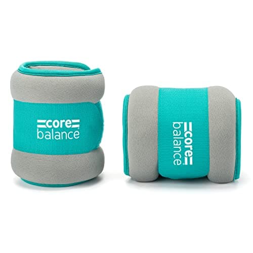 Image of Core Balance Ankle and Wrist Weights Adjustable Strap Neoprene Fabric Set Of 2 x 1kg (Teal)