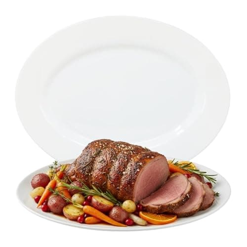 Image of UNIQUE HOME LIVING 34.5cm Serving Platters Set of 2 White Oval Serving Plates, 13.5 Inch Large Zenix Glass Platter Dish for Party Food Buffets Appetisers Dessert Snacks, Microwave and Dishwasher Safe