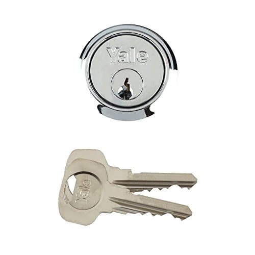 Image of Yale P-6KP1109-CH Replacement Rim Cylinder, Suitable for 38-57 mm Doors, 6 Keys Provided, Chrome Finish, Visi Packed
