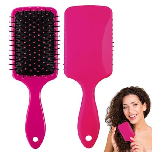 Image of Paddle Brush Detangle Hair Brushes for Women Tangle Teezer Easy Grip Handle Detangling Straightening Hair Brush Blow Drying Comb Styling Tool for Wet Dry Thick Curly Reduce Breakage Frizz, Pink