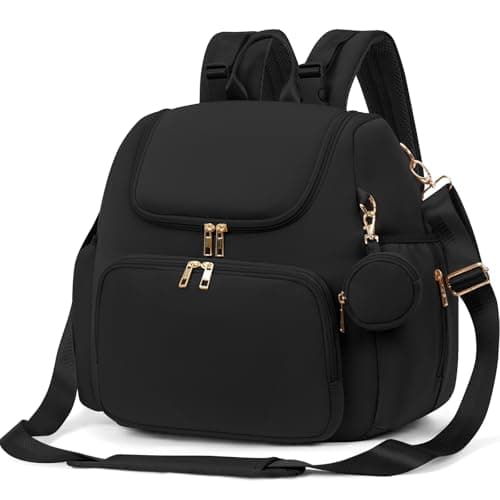 Image of CEI-CEI Neoprene Nappy Bag Backpack Stylish Baby Maternity Bags Travel Tote for Mom with Insulated Pockets, Changing Pad, Stowable Shoulder Strap