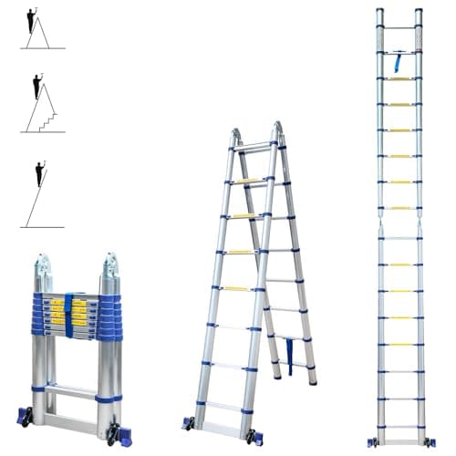 Image of HOSTRÖM Stempakt Articulated Telescopic Ladder 5 m 2x8 Steps Professional Multifunctional Folding Height Maximum Working Height 5,9 m.