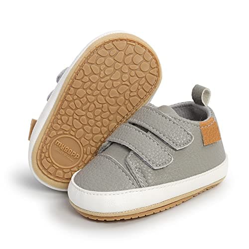 Image of RVROVIC Baby Boys Girls Sneakers Anti-Slip Oxford Loafer Flats Infant Toddler PU Leather Soft Sole Baby Shoes(12-18 Months,Toddler,3-Grey)