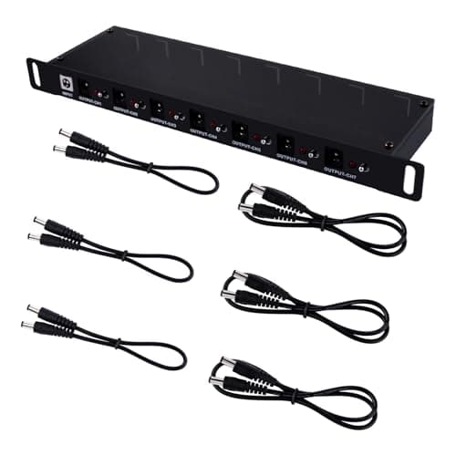 Image of GeeekPi DC PDU Lite 7-CH 0.5U Rack-Mount Power Distribution Unit for DeskPi RackMate T1/T0/T2 and 10 Inch Server Cabinet, 7 Outlets, with 3PCS 25cm DC5521 Cables and 3PCS 50cm DC5521 Cables