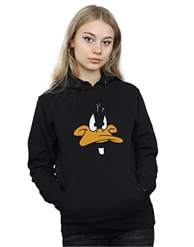 Image of LOONEY TUNES Women's Daffy Duck Big Face Hoodie Medium Black