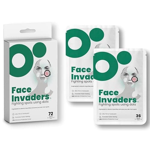 Image of Face Invaders Acne Patches | Pack of 72 Translucent Hydrocolloid Pimple Patch Spot Treatment Stickers for Face and Body | Fast-Acting, Vegan & Cruelty Free Skin Care