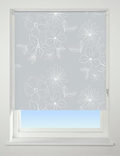 Image of UNIVERSAL Floral Cluster Patterned Thermal Blackout Roller Blind, Grey, W150cm