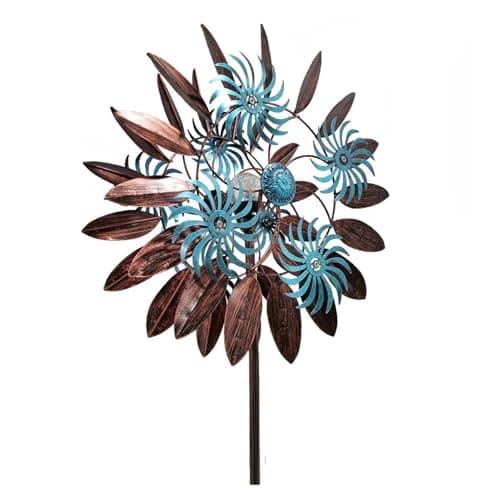 Image of 84in Wind Spinner Outdoor, Solar Wind Spinner, Multi-Color Led Lighting Solar Powered Glass Ball Metal Wind Sculptures
