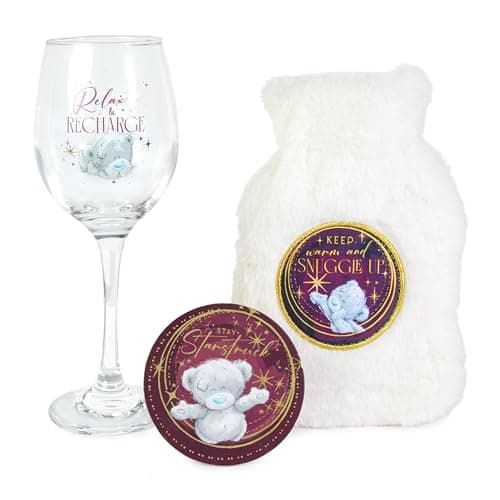 Image of Me to You Tatty Teddy Hot Water Bottle, Wine Glass and Coaster Gift Set in A Gift Box - Official Collection