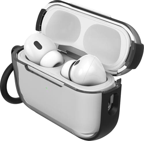 Image of OtterBox Clear Series Headphone Case for AirPods Pro (1st/2nd gen & Pro 2) Shockproof, Drop proof, Ultra-Slim, Scratch and Scuff Protective Case for Apple AirPods, Includes Carabiner, Black Crystal