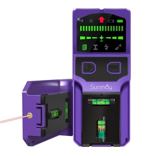 Image of SUNMAY 7-in-1 Stud Finder Wall Scanner with Laser Level, LCD Display, and AC Wire Detection - Detects Wood, Metal, Pipes, and Electrical Wires for Home Renovations