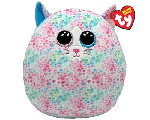 Image of TY Emma Cat Squish a Boo 10 Inches - Squishy Beanies for Kids, Baby Soft Plush Toys - Collectible Cuddly Stuffed Teddy