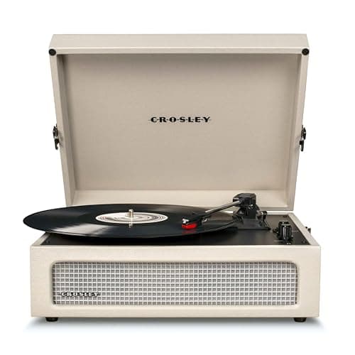 Image of Crosley Voyager Portable Turntable - Bluetooth Record Player, 3-Speed Suitcase Vinyl Player, Home Turntables for Vinyl Records, Built in Stereo Speakers & Bluetooth Receiver, AUX Input, Dune