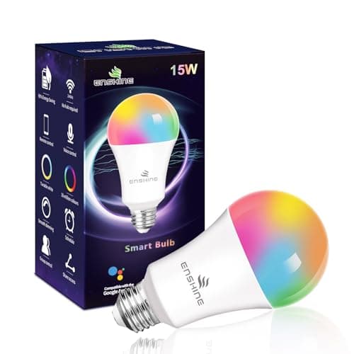Image of Enshine Screw Smart Bulb, 15W(100W) WiFi Light Bulbs E27, Colour Changing and Tunable White, Compatible with Alexa and Google Home, 1500 Lumens, Remote Control by APP, No Hub Required (Pack of 1)