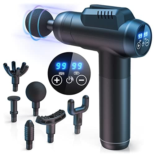 Image of Massage Gun Deep Tissue, Professional Handheld Muscle Percussion Massager with 99 Speeds & 6 Interchangeable Heads, LCD Touch Screen, Ultra-Quiet Design for Shoulder, Back, Body Muscle Relaxation
