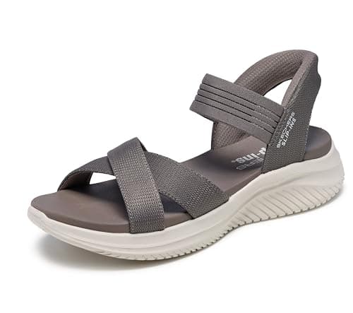 Image of Skechers Women's Ultra Flex 3.0-Never Netter Hands Free Slip-ins Sandal, Dark Taupe, 6 UK