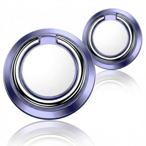 Image of Hopzab 2 Pcs Phone Ring Holder 360° Adjustable Rotating Mobile Phone Loop Universal Mobile Finger Kickstand Single-sided Magnetic Finger Grip Ring for All Smartphones(Purple)