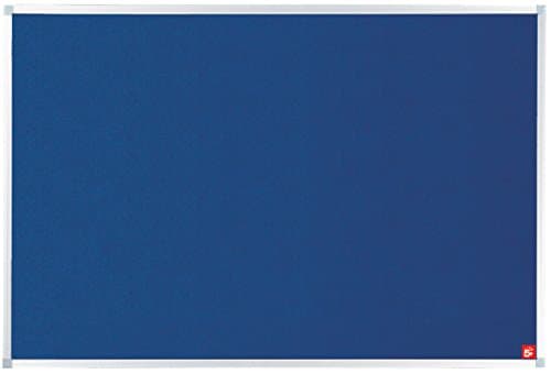 Image of 5 Star Premier Pin Notice Board Blue Felt with Aluminium Trim and Wall Fixing Kit 1200 x 900mm
