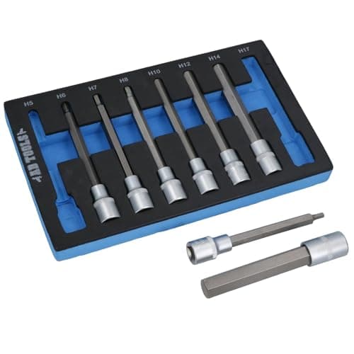 Image of 1/2" Drive Allen Hex Key Sockets Extra Long 140mm 5mm - 17mm 8pc Set