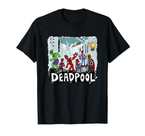 Image of Marvel Deadpool & Wolverine Deadpool Avengers Assemble! T-Shirt