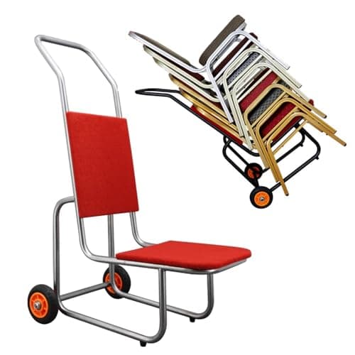 Image of Chair Dolly, Heavy Duty Chair Cart with 10 Chairs Capacity, Foldable Stacking Trolley for Transporting Plastic, Resin, Wood Chairs, Black