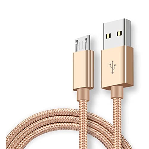 Image of Micro USB Cable, Nylon Braided Android Charger Fast USB Charging Cable Compatible with Samsung Galaxy S7/S5/J3/J5/J7, Huawei, HTC, LG, Kindle, Nexus, Nokia and More- Gold (2M)