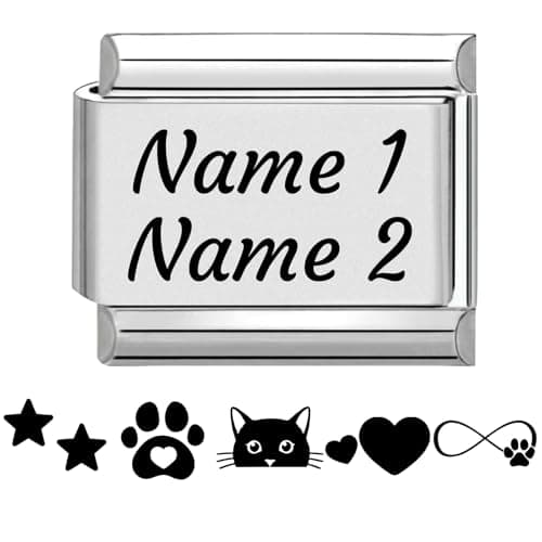 Image of Jodimitty Custom Engraved Italian Charm Silver Stainless Steel Charm Personalised Gift, DIY logo & Text, Matte Finish, 10x9mm, fits all 9mm Bracelet