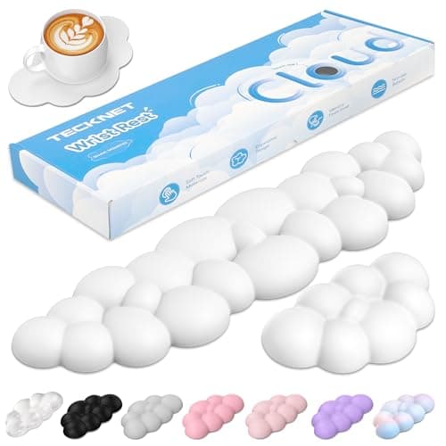 Image of TECKNET Cloud Wrist Rest Keyboard Wrist Rest Set Wrist Support, Memory Foam & PU Leather, Cloud Keyboard Rest for Wrist Support and Arm Rest, Desk Cloud Wrist Pad for PC/Gaming/Hand Cushion/Computer