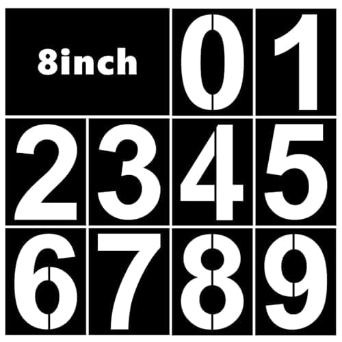 Image of 20cm (8”) Large Number Stencils, 10pcs Reusable Plastic Curb Address Number Stencils 0-9 Plastic Address Numbers Stencil Templates for Painting DIY Art Projects Decoration