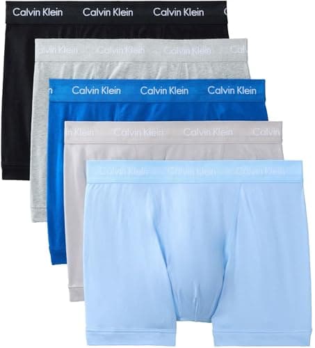 Image of Calvin Klein Men Trunk 5pk BLUE (CLASSIC BLUE/PORPOISE/BLACK/GREY) L