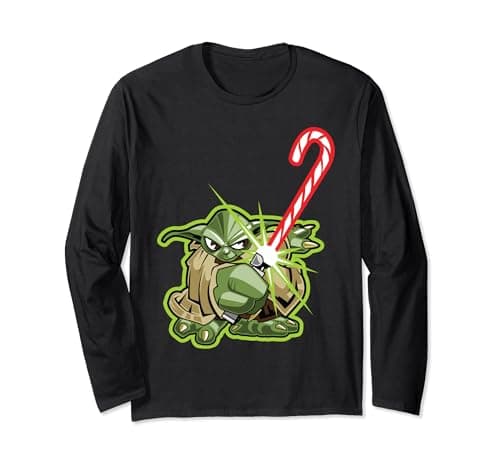 Image of Star Wars Christmas Candy Cane Yoda Long Sleeve T-Shirt