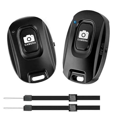 Image of 2PCS Wireless Bluetooth 5.2 Camera Remote Shutter for iPhone and Android Smartphones, Phone Remote Control Selfie Button for Photos and Videos, Wrist Strap Included, Black