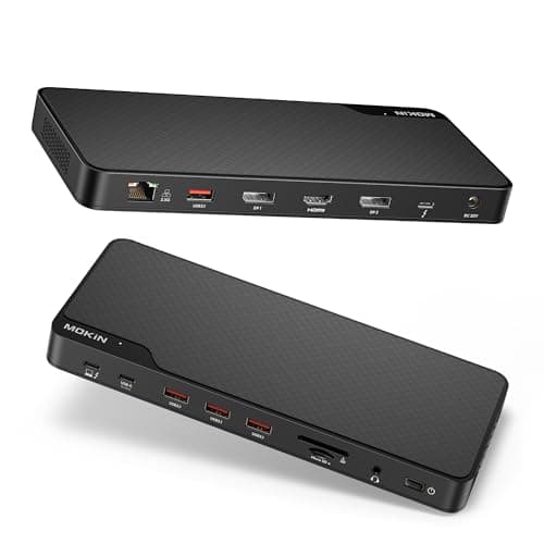 Image of MOKiN Thunderbolt 4 Dock - 16 Ports, Laptop Docking Station Dual Monitor for MacBook, Docking Station 3 Monitors for Windows with 150W DC Power,TB4 Cable,2.5 Gigabit Ethernet(Thunderbolt™ Certified)