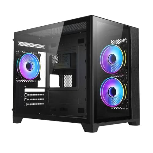 Image of Vida Akira Black ARGB Gaming Case w/Glass Front And Side, Micro ATX, 3x ARGB Fans, 6-Port PWM ARGB Fan Hub