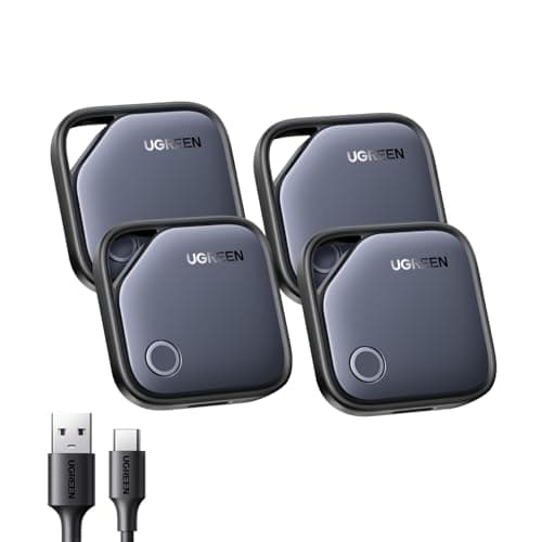 Image of UGREEN 4Pack FineTrack Smart Finder Compatible with Apple Find My (iOS Only) 1-Year USB-C Rechargeable Bluetooth Tracker Tags, Item Finder Smart Tag for Key Luggage Passport