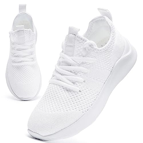 Image of EGMPDA Womens Trainers Running Shoes for Women Walking Gym Sports Ladies Trainers Flat Jogging Fitness Sneakers Breathable Fashion Casual White UK Size 5