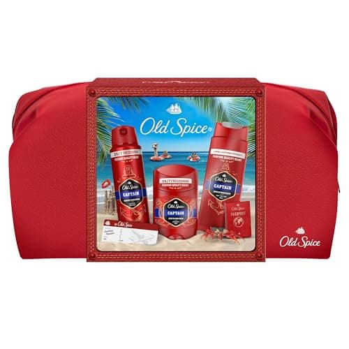 Image of Old Spice Travel Bag Gift Set for Men with Captain Deodorant Stick and Shower Gel, 24/7 Fressshhh with Daily Use, Long Lasting Perfume Quality Scent