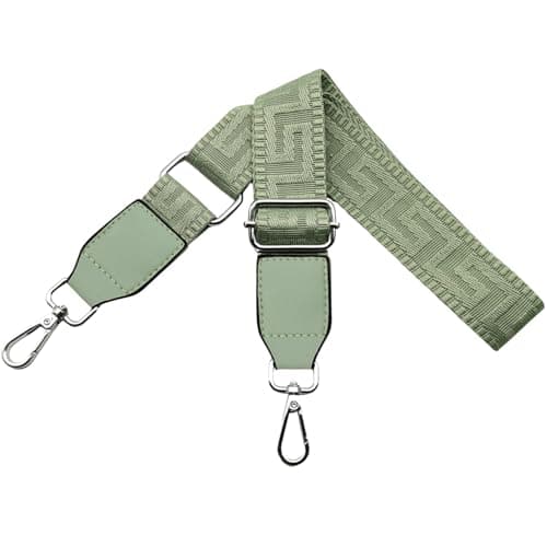 Image of Omxyinma Bag Straps Replacement Handbag Strap Wide 3.8 cm with Silver Hardware Buckle, with Leather, Shoulder Straps for Bags, Crossbody Handbags Women, Pure light green, T07