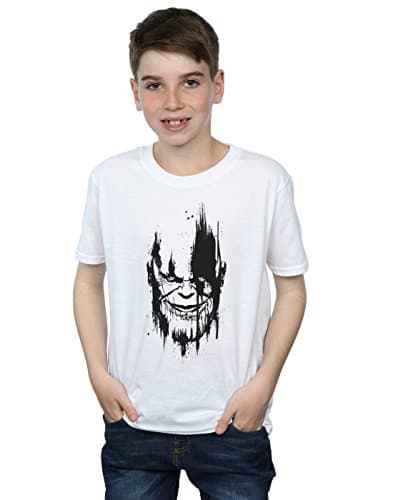 Image of Marvel Boys Avengers Infinity War Thanos Face T-Shirt White 9-11 Years