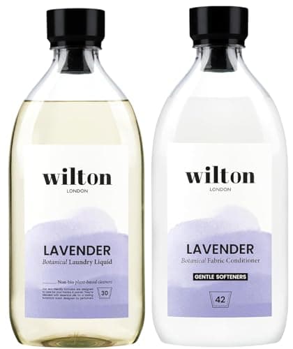Image of Wilton London Eco Friendly Lavender Laundry Bundle - 1 x 1 Litre Non Bio Laundry Liquid (28 Washes) and 1 x 1 Litre Fabric Conditioner (40 Washes)