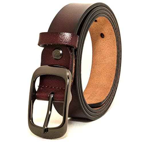 Image of ESPOFY Women's Belt Genuine Leather Belt with Single Prong Alloy Buckle Brown 45inch (115cm)