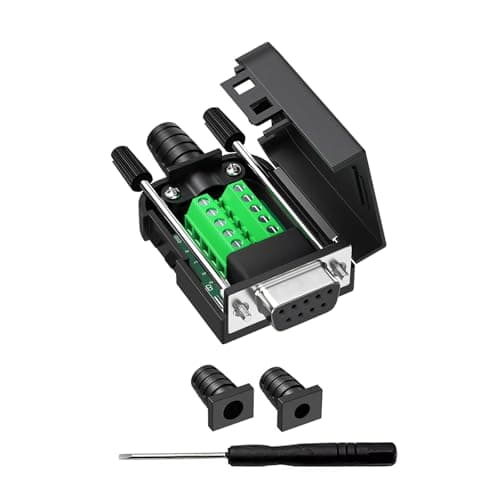 Image of YIOVVOM DB9 Breakout Connector to Wiring Terminal RS232 D-SUB Female Serial Adapters Port Breakout Board Solder-Free Module with case(Female Serial Adapterr)