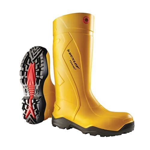 Image of DUNLOP Purofort+ - Unisex Full Safety Waterproof Work Boots, Yellow/Black, Antistatic and Slip-Resistant Wellies with Steel Toecap and Midsole for Outdoor - EU43, UK9