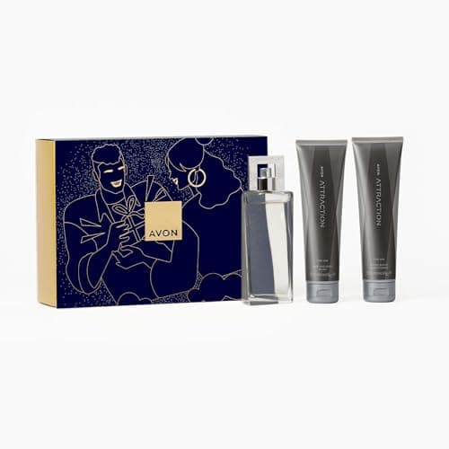 Image of Avon Attraction for Him Three Piece Gift Set with Eau de Toilette 75ml, Hair & Body Wash 100ml, After Shave Conditioner 100ml, in a Gift Box