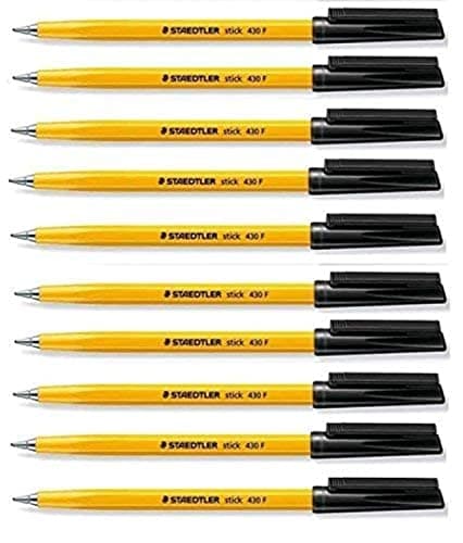 Image of Staedtler Stick 430 Fine Ballpoint Pen 0.3mm Black Regular Ink Flow (Pack of 10) Loose