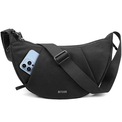 Image of BITUOR Crossbody Bag for Women Nylon Crescent Shoulder Bag Purse Hobo Bag Waterproof & Anti-theft with Adjustable Strap Sling Bag for Daily Use