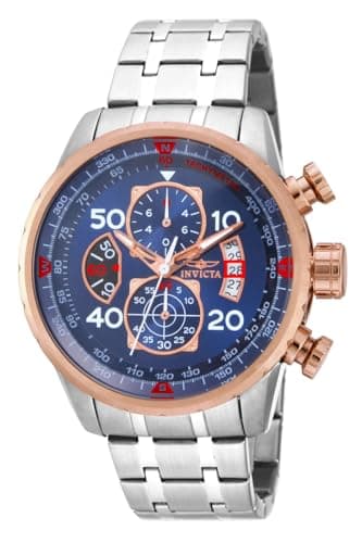 Image of Invicta Aviator 17203 Men's Watch - Waterproof - Analogue - Quartz Movement - stainless steel with blue dial - 47mm
