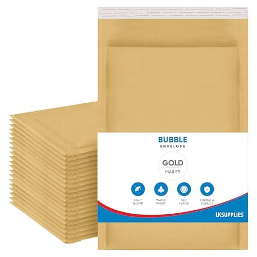 Image of UK SUPPLIES LIMITED A6 A5 A4 A3 (Pick Size & Qty) Padded Gold Bubble Envelopes Peal & Seal Packaging Bags Bubble Mailer Postal Wrap Envelope Parcel Mailers for Mailing Goods, A4 230mm x 340mm 50 Pack