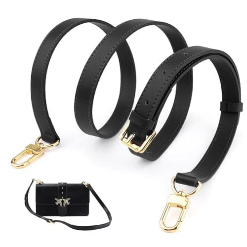 Image of Genuine Vachetta Leather Bag Strap Replacement, Adjustable Crossbody Purse Strap for Women’s Shoulder Bags, Handbags and Purses, Adjustable Leather Strap, Black