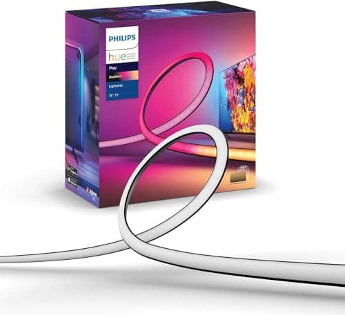 Image of Philips Hue Gradient Lightstrip for 75 Inch TV, Sync with Media and Gaming, Smart Entertainment LED Lighting with Voice Control, Compatible with Alexa, Google Assistant and Apple HomeKit
